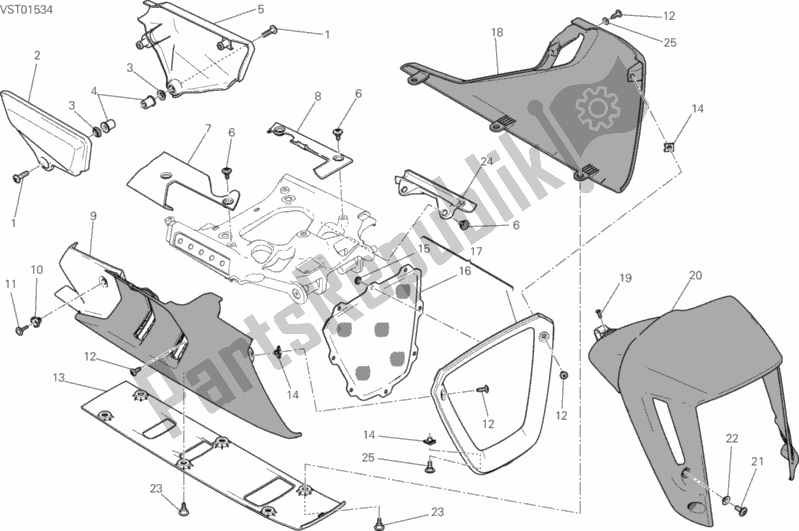 All parts for the Fairing of the Ducati Diavel Xdiavel Thailand 1260 2016